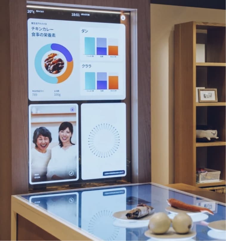 Panasonic Well screens set into kitchen shelves
