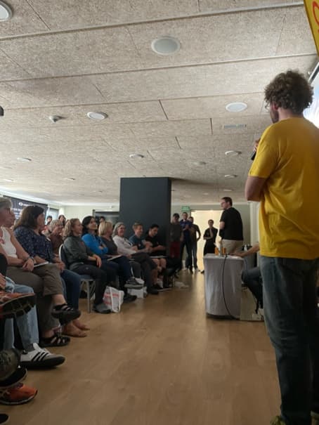A talk to a full room