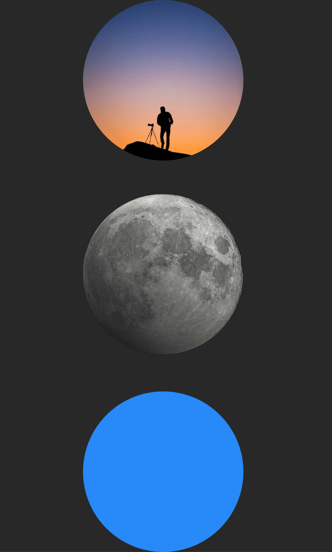 Moonrise and sunset frames with the sun and moon positions PhotoPills calculates