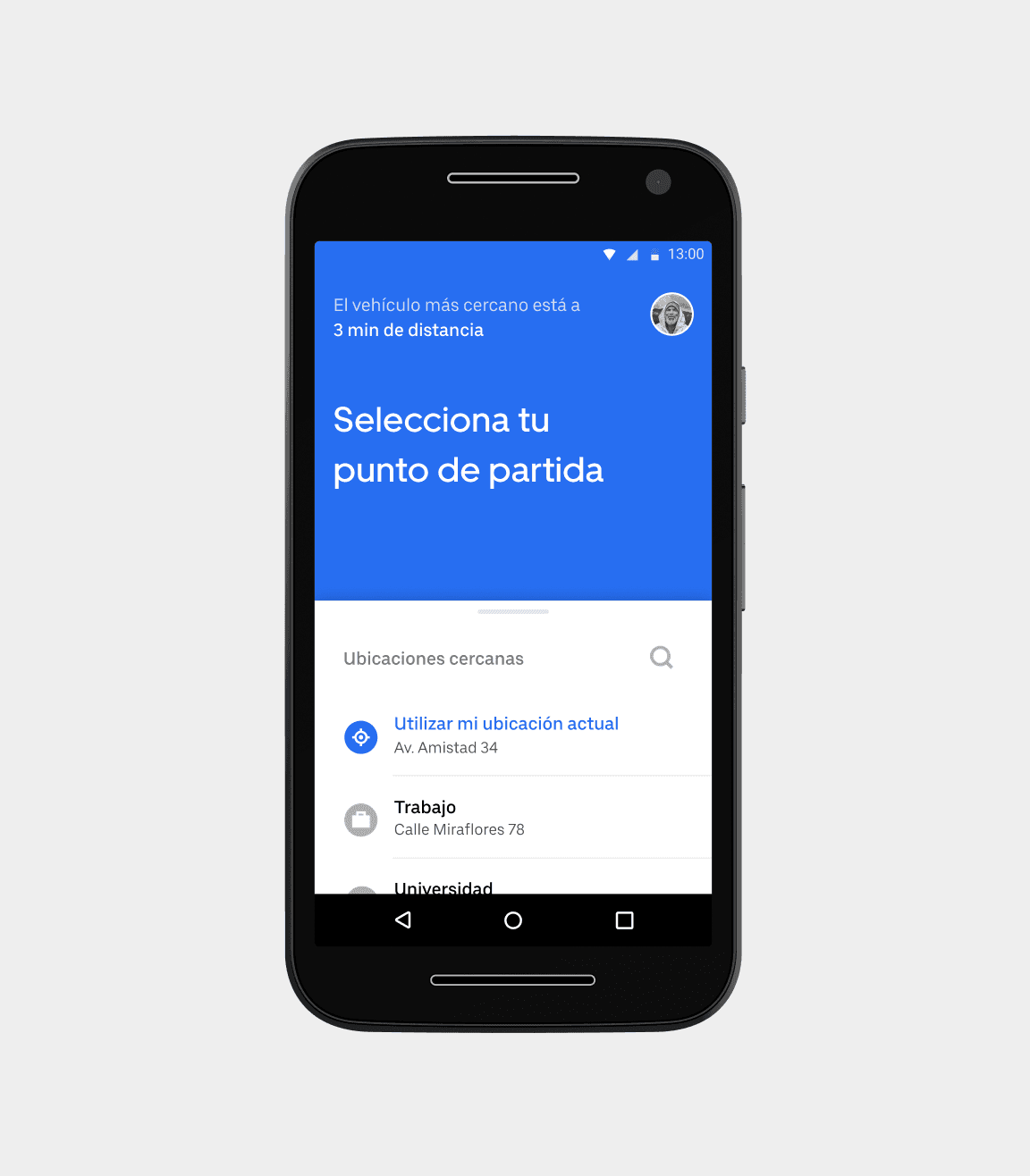The Uber app in Spanish: choosing a pickup point